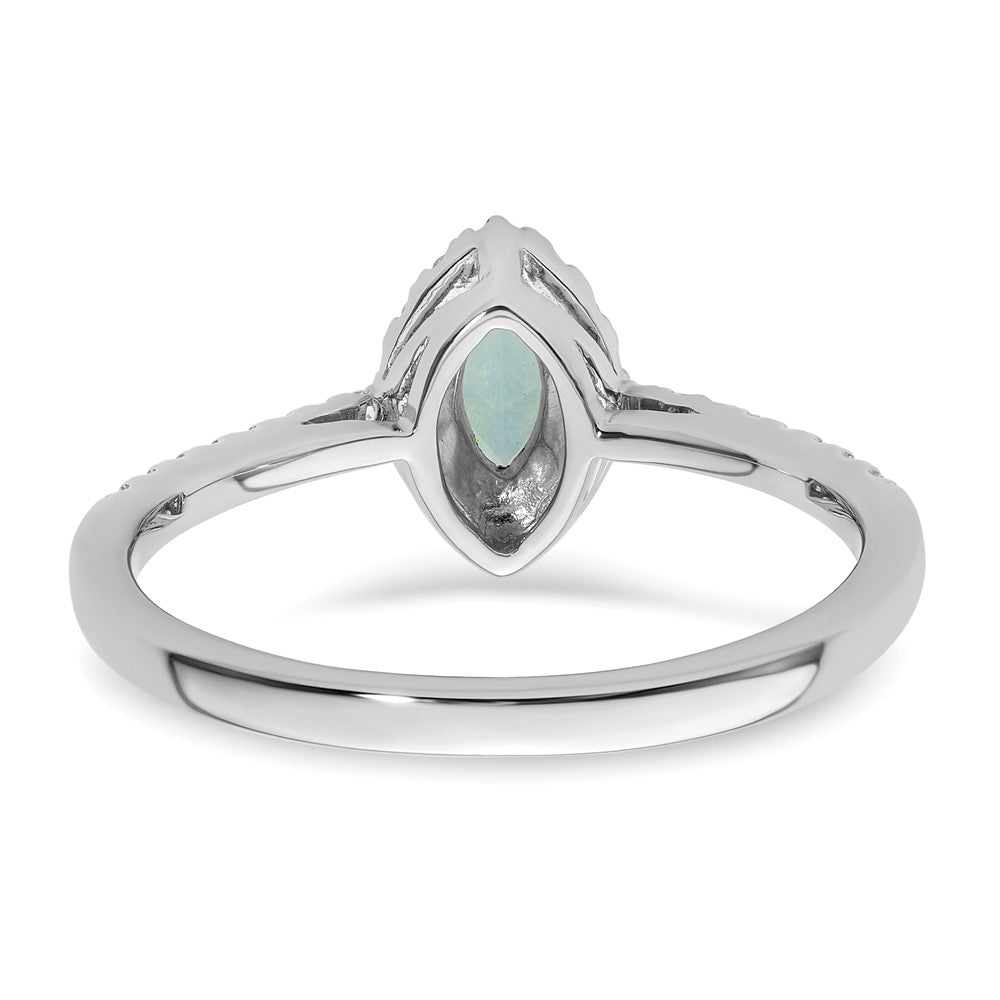 14k White Gold 1/5 Ct. Lab Grown Diamond VS/SI+ G+ and Aquamarine March Birthstone Ring