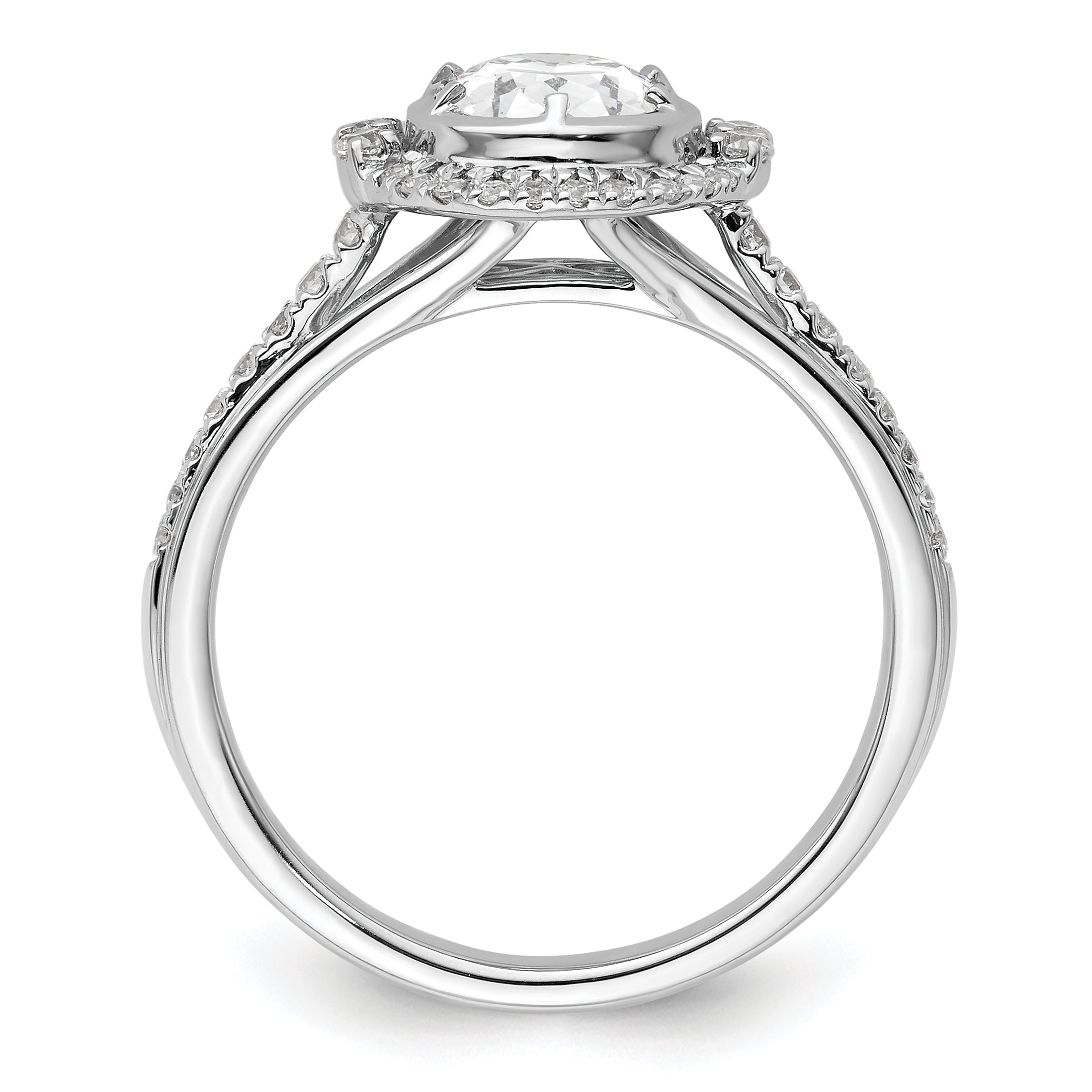 14K White Gold True Origin 1/3 Carat Lab Grown Diamond Vs D E F Semi Mount Oval Fancy Halo Engagement Ring