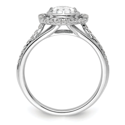 14K White Gold True Origin 1/3 Carat Lab Grown Diamond Vs D E F Semi Mount Oval Fancy Halo Engagement Ring
