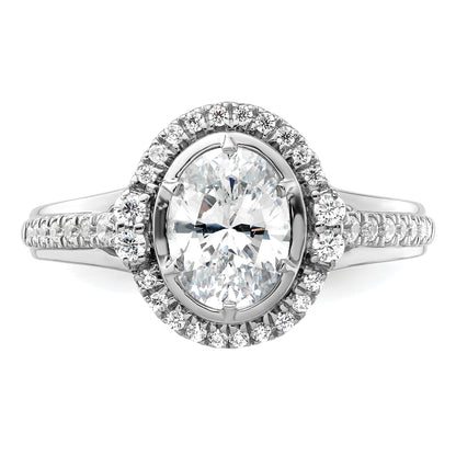 14K White Gold True Origin 1/3 Carat Lab Grown Diamond Vs D E F Semi Mount Oval Fancy Halo Engagement Ring