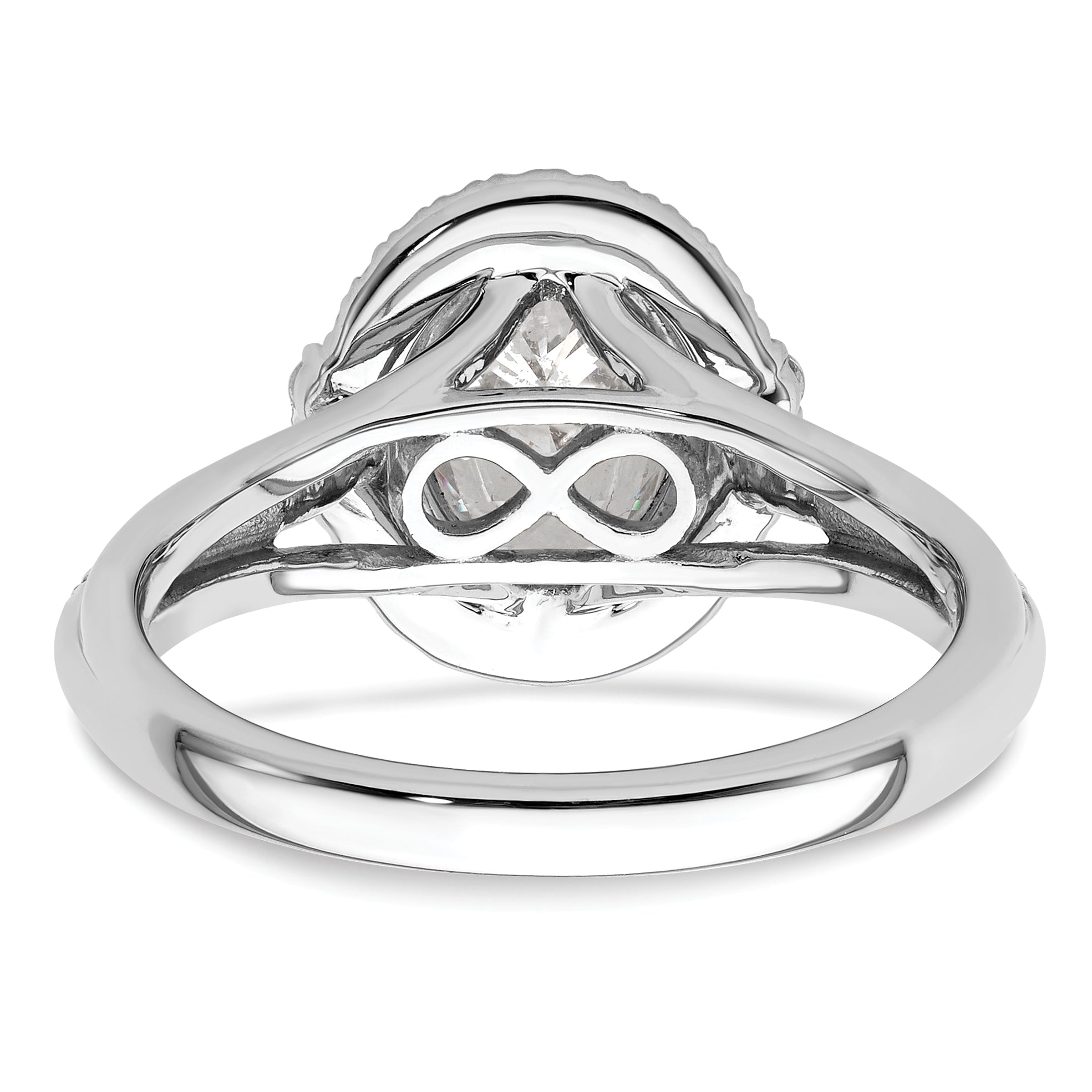 14K White Gold True Origin 1/3 Carat Lab Grown Diamond Vs D E F Semi Mount Oval Fancy Halo Engagement Ring