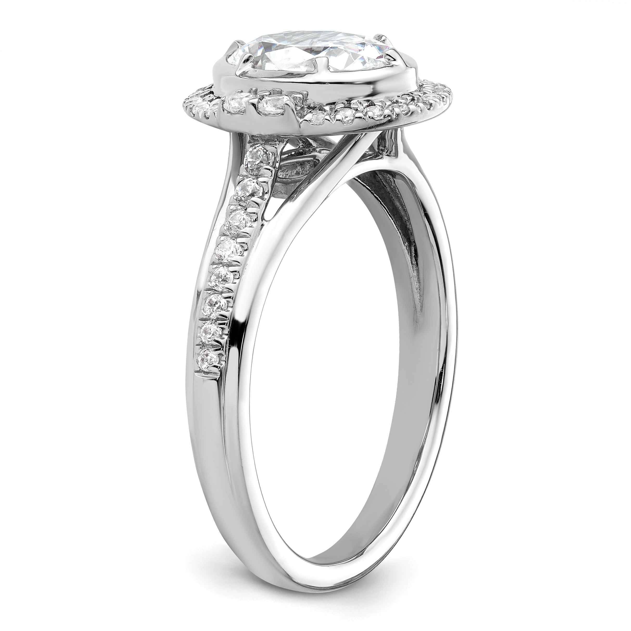 14K White Gold True Origin 1/3 Carat Lab Grown Diamond Vs D E F Semi Mount Oval Fancy Halo Engagement Ring