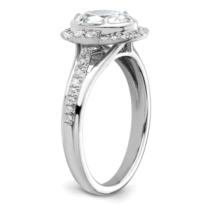 14K White Gold True Origin 1/3 Carat Lab Grown Diamond Vs D E F Semi Mount Oval Fancy Halo Engagement Ring