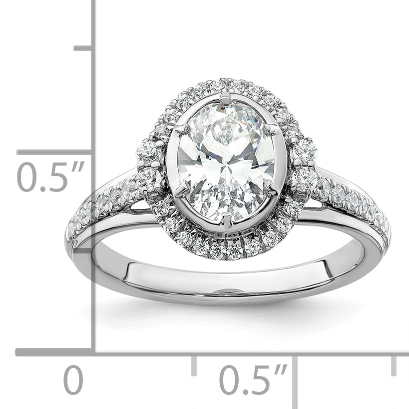 14K White Gold True Origin 1/3 Carat Lab Grown Diamond Vs D E F Semi Mount Oval Fancy Halo Engagement Ring