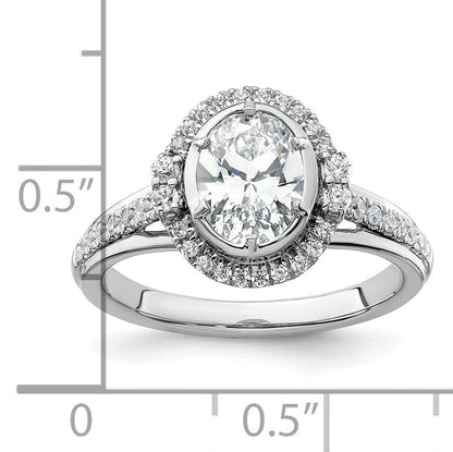 14K White Gold True Origin 1/3 Carat Lab Grown Diamond Vs D E F Semi Mount Oval Fancy Halo Engagement Ring