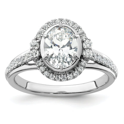 14K White Gold True Origin 1/3 Carat Lab Grown Diamond Vs D E F Semi Mount Oval Fancy Halo Engagement Ring