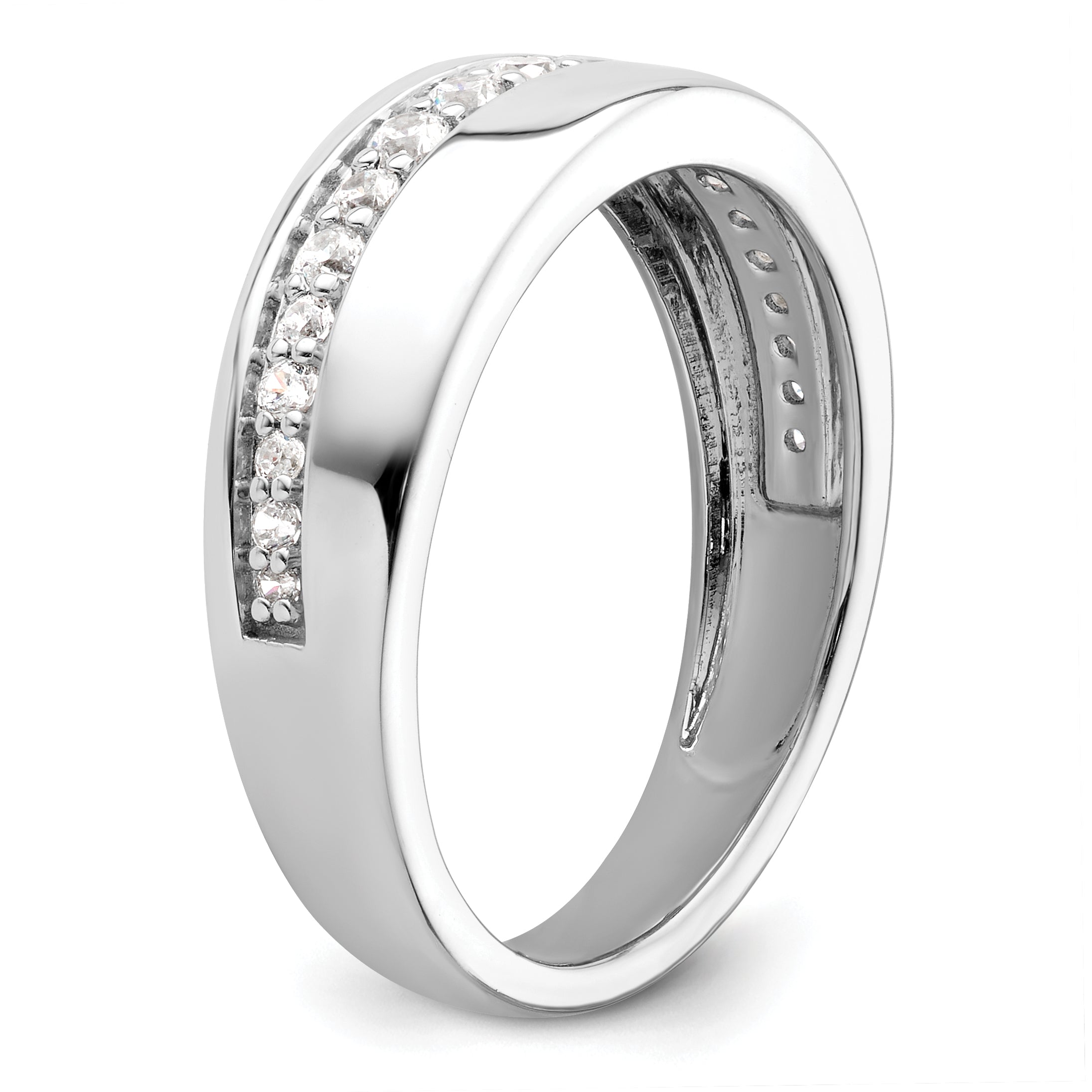 14K White Gold True Origin Men'S 3/8 Carat Lab Grown Diamond Vs D E F Band