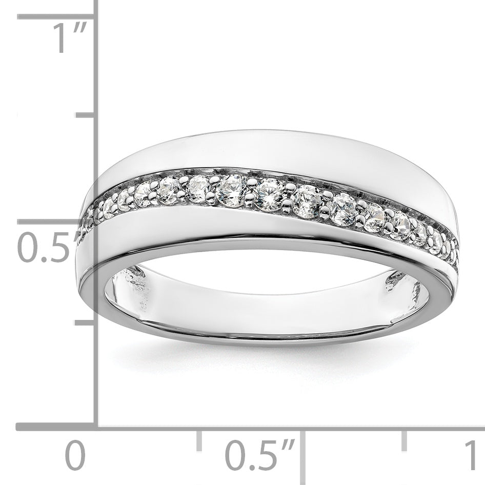 14K White Gold True Origin Men'S 3/8 Carat Lab Grown Diamond Vs D E F Band