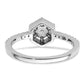 14k White Gold 5/8 Ct. Lab Grown Diamond VS/SI+ G+ Round Geometric Halo Engagement Ring