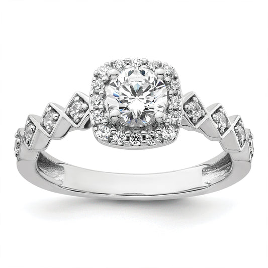 14k White Gold 3/4 Ct. Lab Grown Diamond VS/SI+ G+ Round Halo Engagement Ring