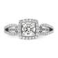 14k White Gold 3/4 Ct. Lab Grown Diamond VS/SI+ G+ Round Halo Engagement Ring