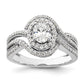 14K White Gold Lab Grown VS/SI FGH Diamond Oval Halo Semi-Mout Engagement Ring