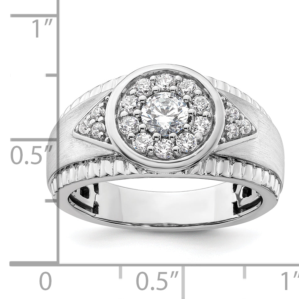 14k White Gold 1 Ct. Lab Grown Diamond VS/SI+ G+ Men's Cluster Ring