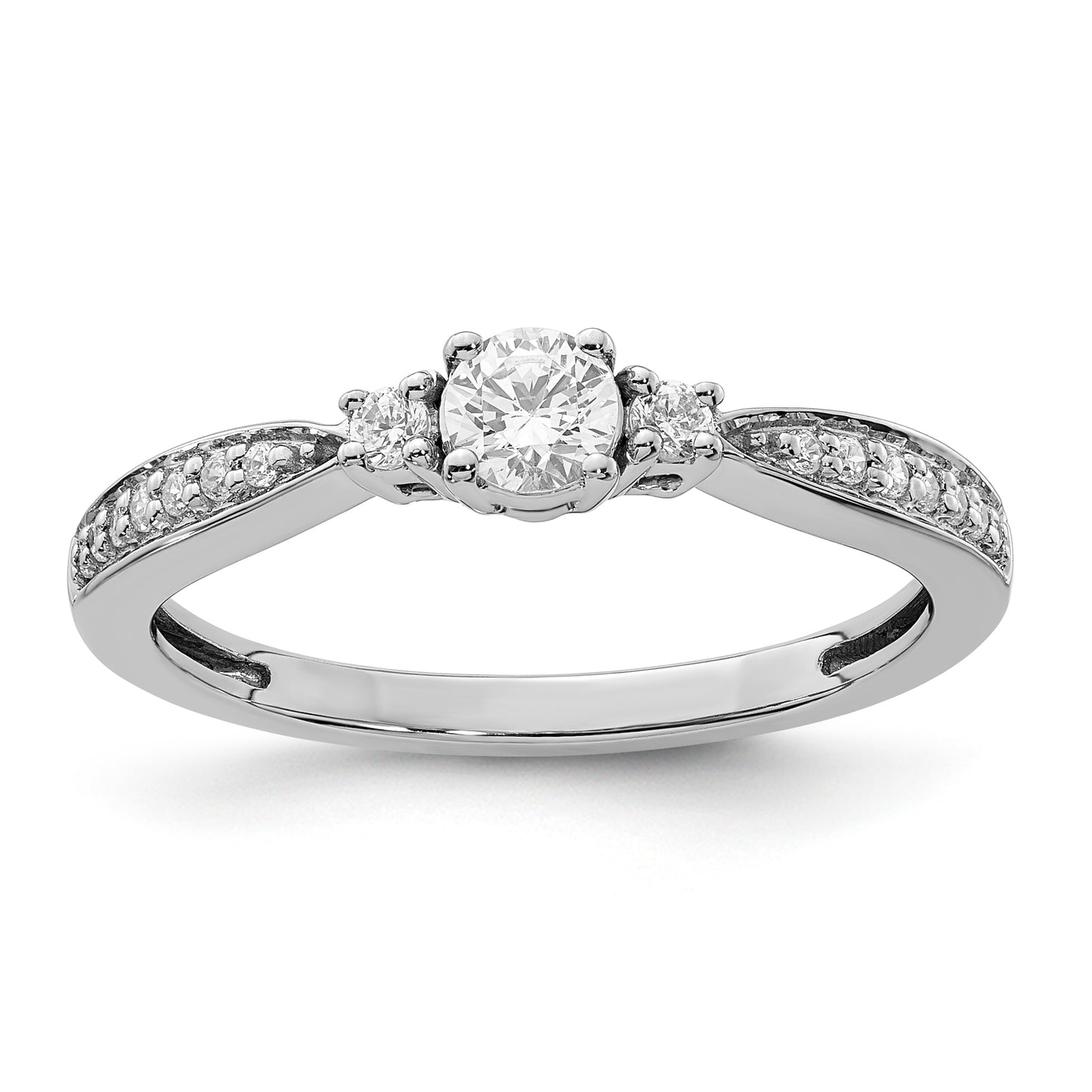 10k White Gold 1/3 Ct. Lab Grown Diamond VS/SI+ G+ Petite Engagement Ring