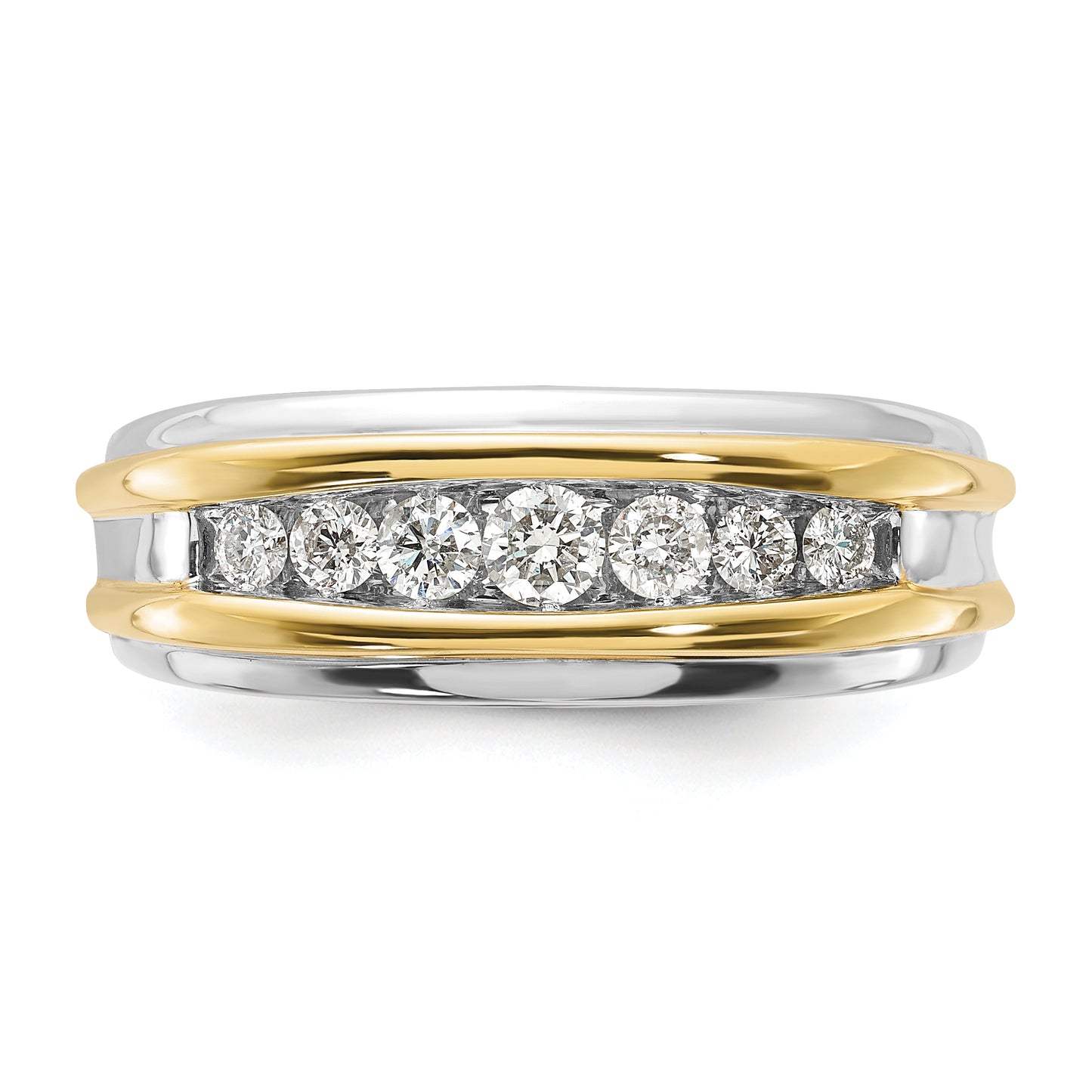 10k Two-tone Two Tone 1/2 Ct. Lab Grown Diamond VS/SI+ G+ Seven Stone Men's Ring