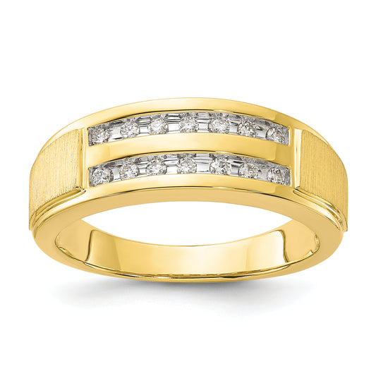 10k Yellow Gold 1/5 Ct. Lab Grown Diamond VS/SI+ G+ Double Row Men's Ring