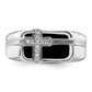 14k White Gold 1/20 Ct. Lab Grown Diamond VS/SI+ G+ and Onyx Cross Men's Ring