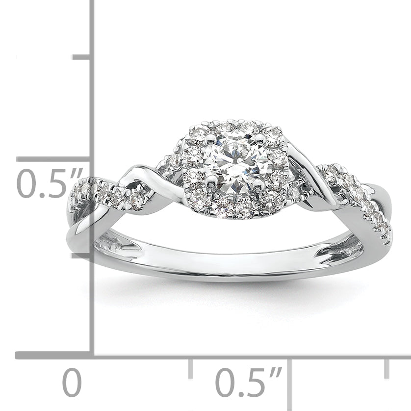 14k White Gold 1/2 Ct. Lab Grown Diamond VS/SI+ G+ Round Bypass Engagement Ring