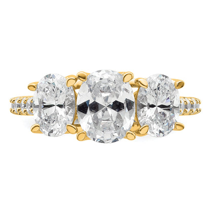 14K Yellow Gold 3 Stone Oval Certified Lab Grown Vs Def Diamond Complete Engagement Ri