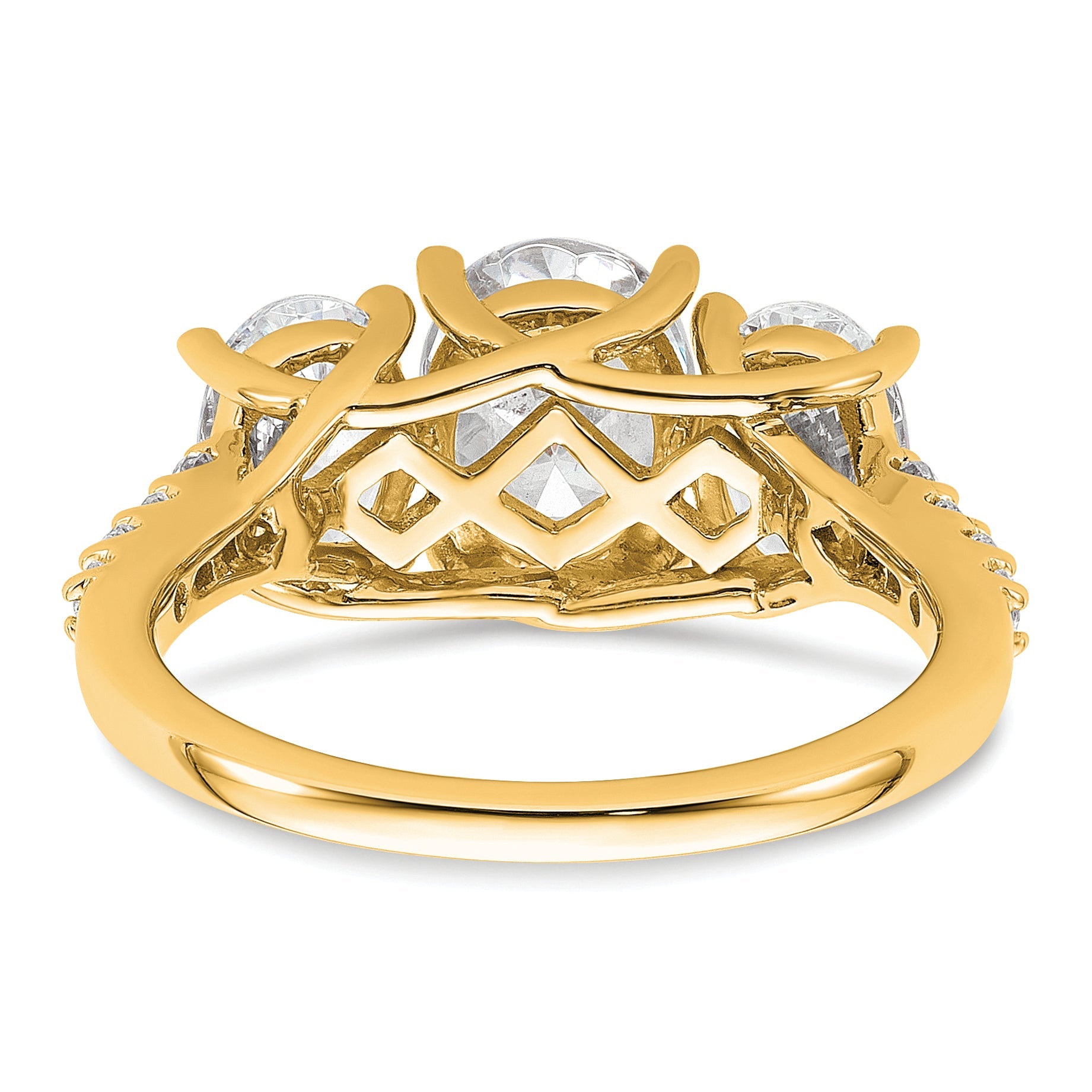 14K Yellow Gold 3 Stone Oval Certified Lab Grown Vs Def Diamond Complete Engagement Ri