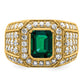 10k Yellow Gold 1 7/8 Ct. Lab Grown Diamond VS/SI+ G+ and Lab Created Emerald Men's Ring