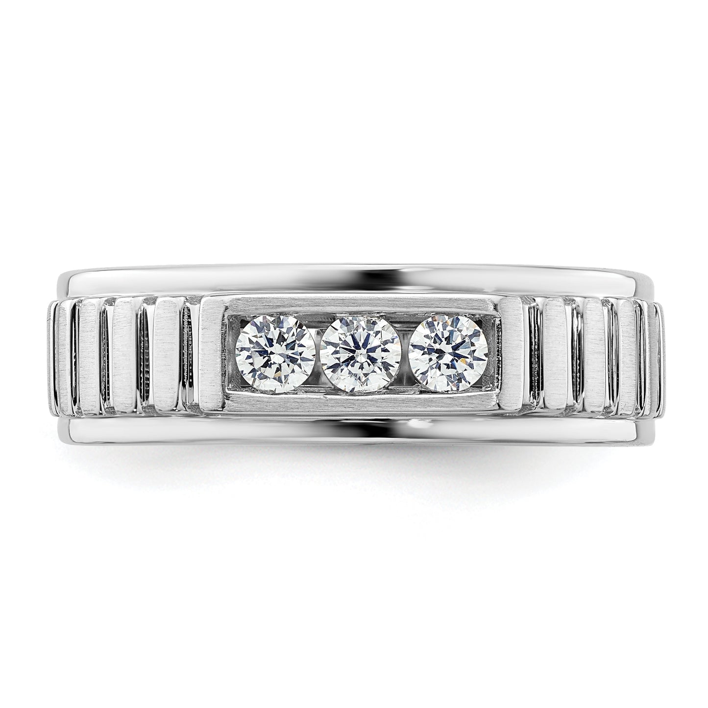 14K White Gold Lab Grown Diamond VS/SI+ G+ Men's Band Ring