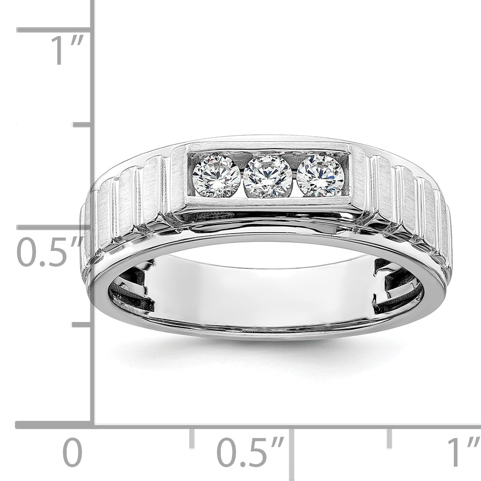 14K White Gold Lab Grown Diamond VS/SI+ G+ Men's Band Ring