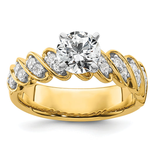 14k Yellow Gold Two Tone 1/3 Ct. Lab Grown Diamond VS/SI+ G+ Peg Set Engagement Ring