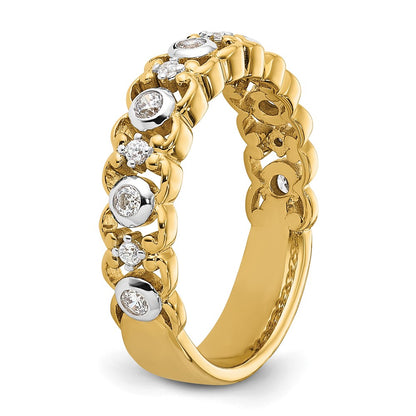 14k Yellow Gold Two Tone 1/4 Ct. Lab Grown Diamond VS/SI+ G+ Wedding Band Ring