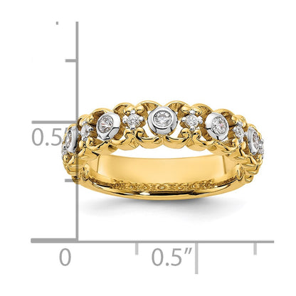 14k Yellow Gold Two Tone 1/4 Ct. Lab Grown Diamond VS/SI+ G+ Wedding Band Ring