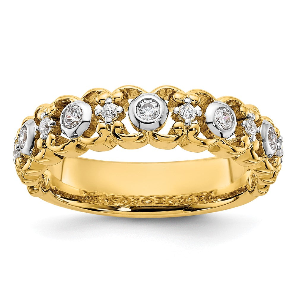 14k Yellow Gold Two Tone 1/4 Ct. Lab Grown Diamond VS/SI+ G+ Wedding Band Ring