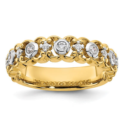 14k Yellow Gold Two Tone 1/4 Ct. Lab Grown Diamond VS/SI+ G+ Wedding Band Ring