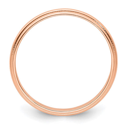 18k Rose Gold 3mm Lightweight Milgrain Half Round Wedding Band Ring