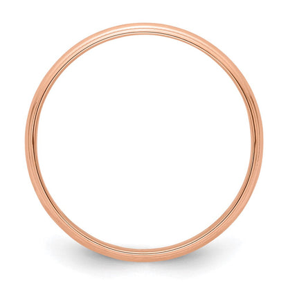 14k Rose Gold 4mm Lightweight Milgrain Half Round Wedding Band Ring