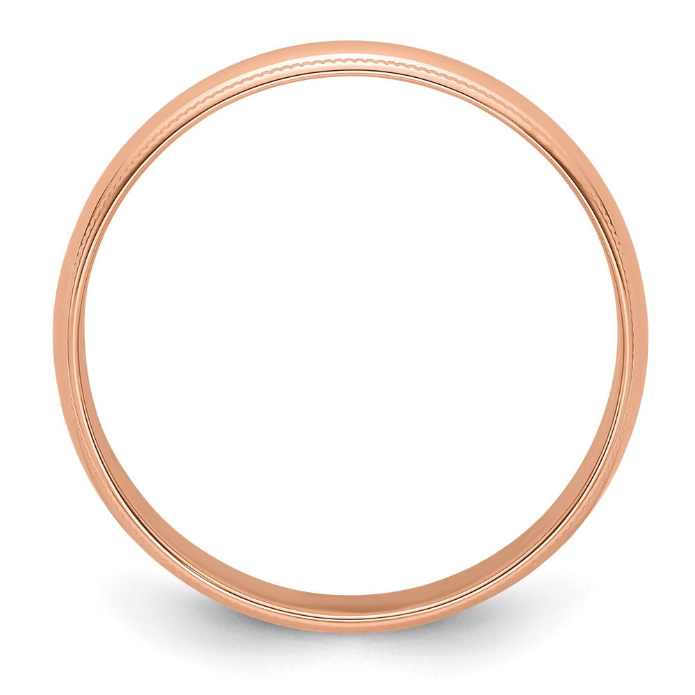 18k Rose Gold 5mm Lightweight Milgrain Half Round Wedding Band Ring