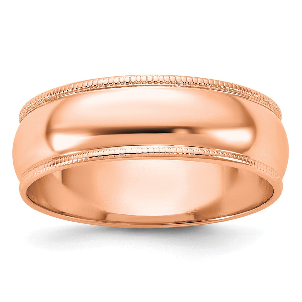 18k Rose Gold 6mm Lightweight Milgrain Half Round Wedding Band Ring