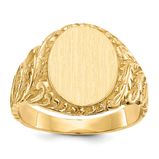 RING SIZE 13 - 14K Yellow Gold 13.0x10.5mm Closed Back Men's Signet Ring