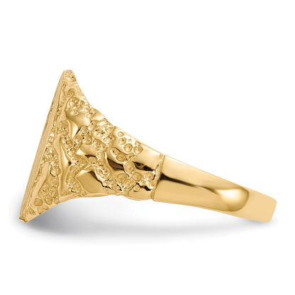 14K Yellow Gold 11.0X9.0mm Closed Back Diamond Signet Ring Mounting