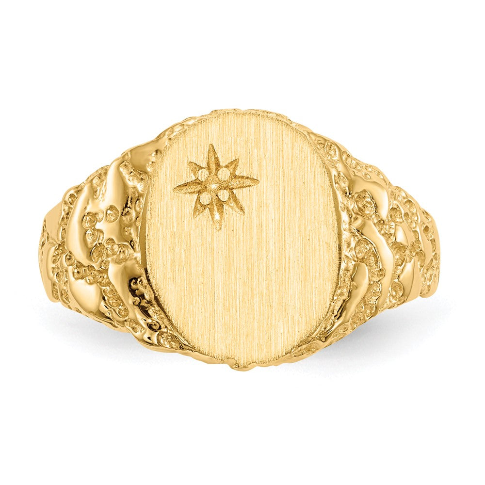 14K Yellow Gold 11.0X9.0mm Closed Back Diamond Signet Ring Mounting