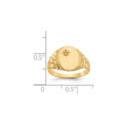 14K Yellow Gold 11.0X9.0mm Closed Back Diamond Signet Ring Mounting