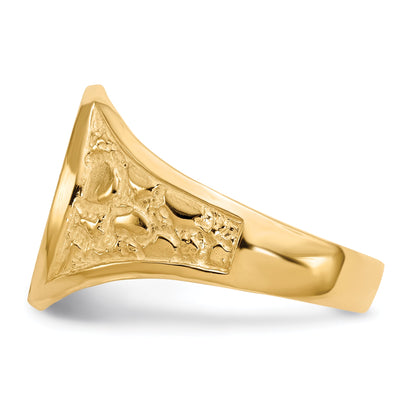 14K Yellow Gold 15.0X11.0mm Open Back Diamond Men'S Signet Ring Mounting