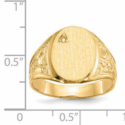 14K Yellow Gold 15.0X11.0mm Open Back Diamond Men'S Signet Ring Mounting