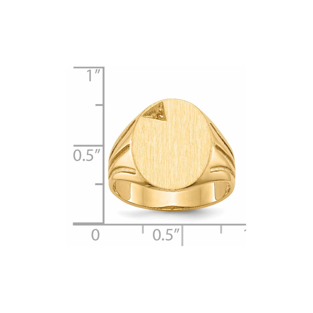 14K Yellow Gold 16.0X14.0mm Open Back Diamond Men'S Signet Ring Mounting