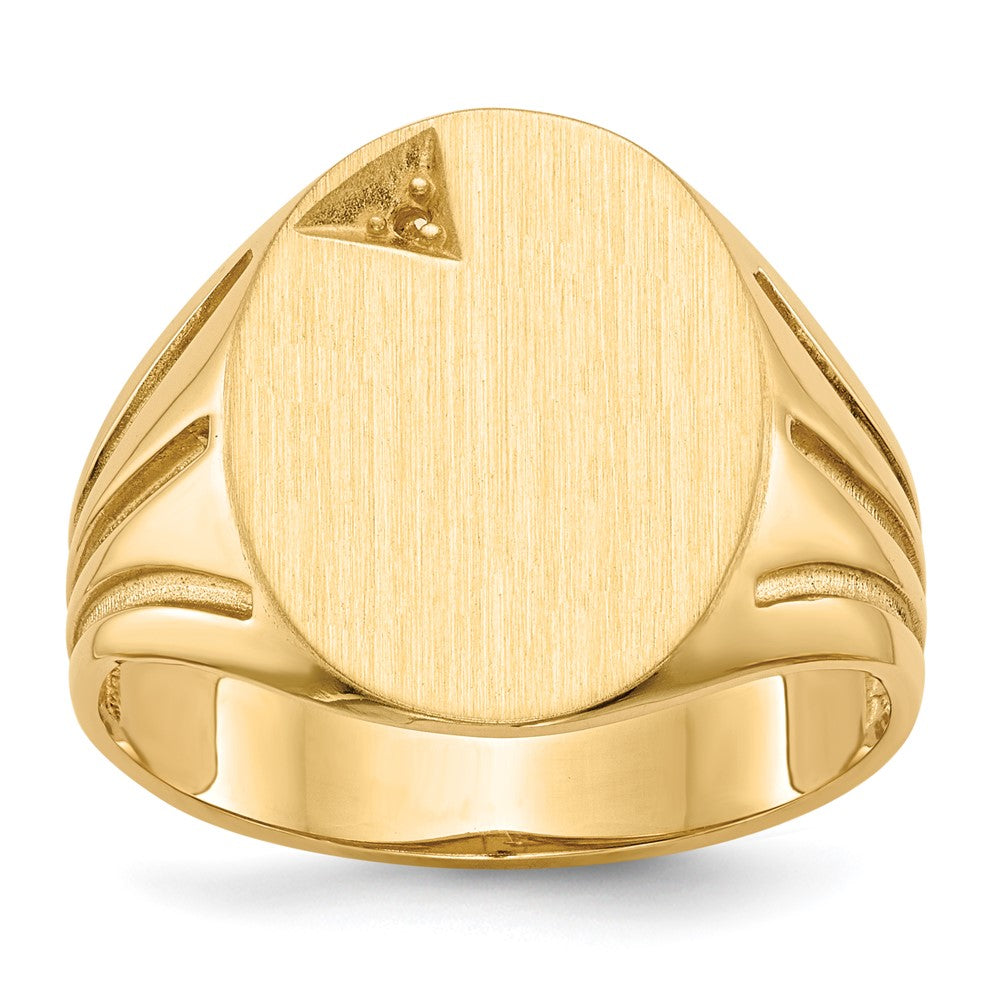 14K Yellow Gold 16.0X14.0mm Open Back Diamond Men'S Signet Ring Mounting