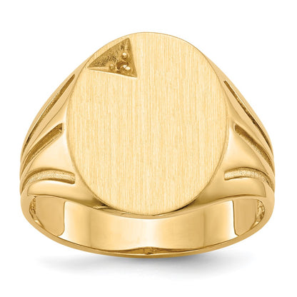 14K Yellow Gold 16.0X14.0mm Open Back Diamond Men'S Signet Ring Mounting
