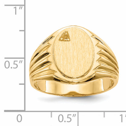 14K Yellow Gold 13.5X10.0mm Open Back Diamond Men'S Signet Ring Mounting