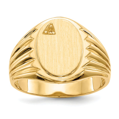 14K Yellow Gold 13.5X10.0mm Open Back Diamond Men'S Signet Ring Mounting