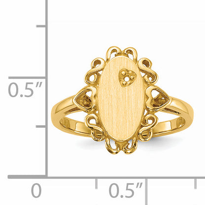 14K Yellow Gold 11.5X6.0mm Open Back Diamond Signet Ring Mounting