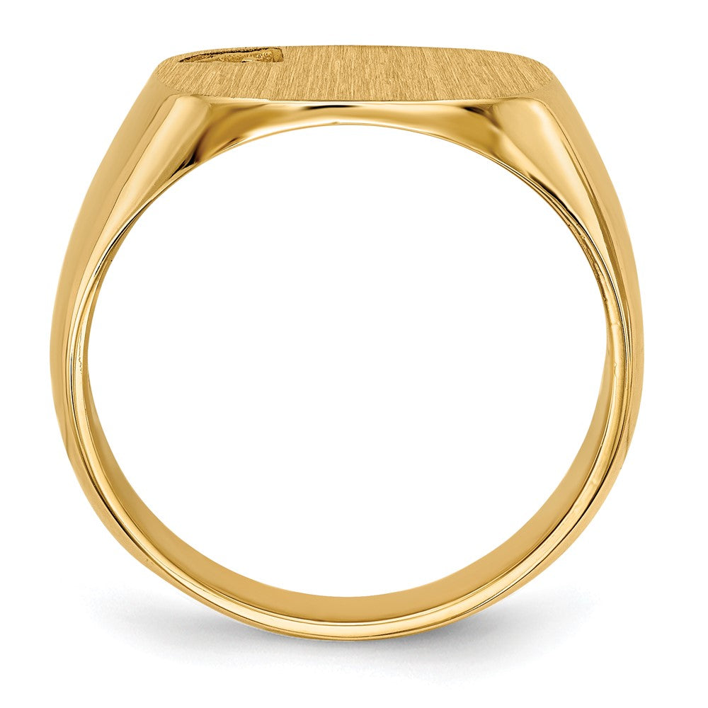 14K Yellow Gold 15.0X15.0mm Closed Back Diamond Men'S Signet Ring Mounting