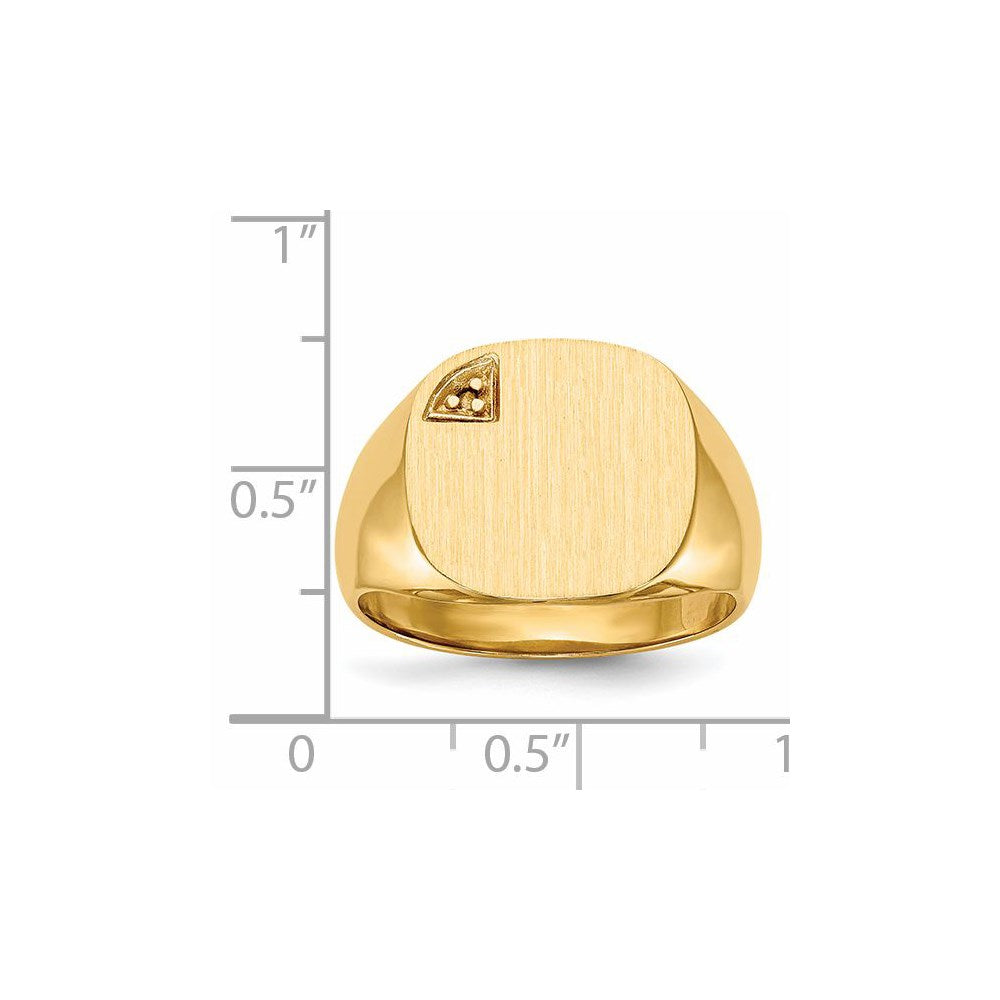 14K Yellow Gold 15.0X15.0mm Closed Back Diamond Men'S Signet Ring Mounting